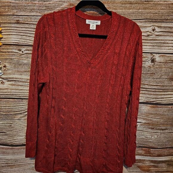Skye's The Limit long sleeve sweater Women's 2X chili/crimson red NWT - Picture 1 of 8